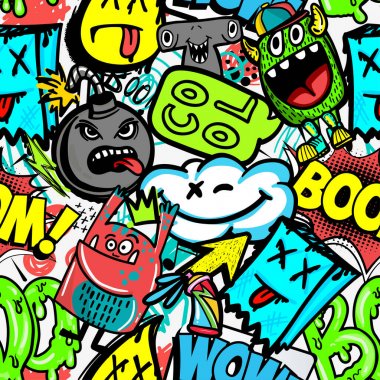 Detail Graffiti Character Monster Sketch Wallpaper Nomer 44