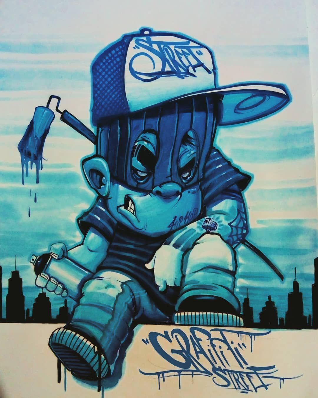 Detail Graffiti Character Sketch Gangster Nomer 13