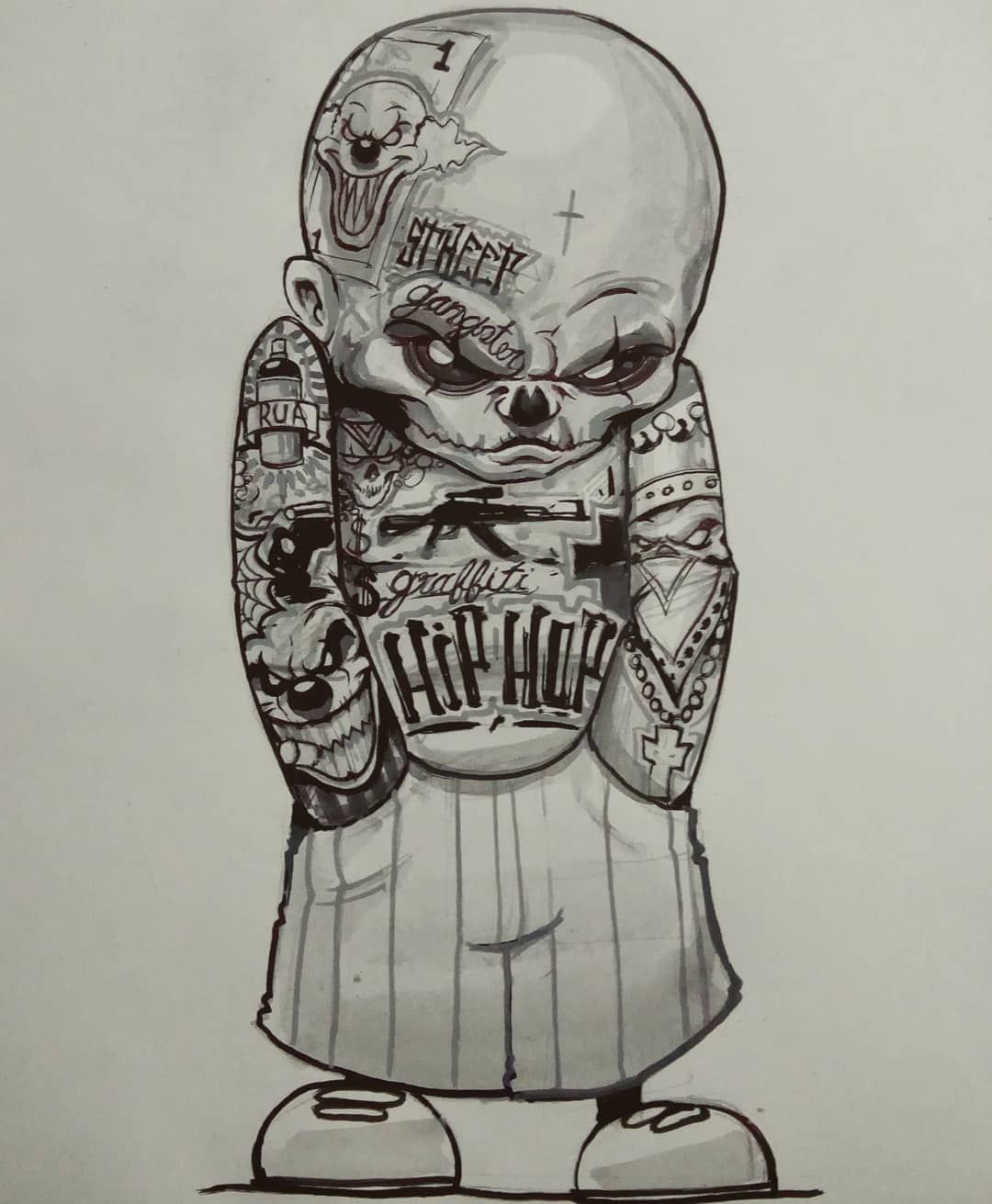 Detail Graffiti Character Sketch Gangster Nomer 21