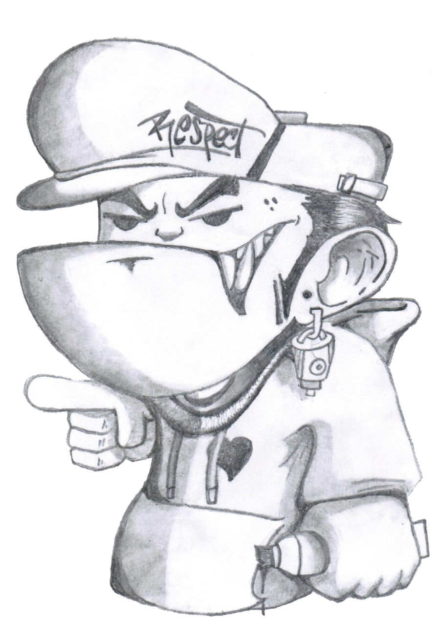 Detail Graffiti Character Sketch Gangster Nomer 33