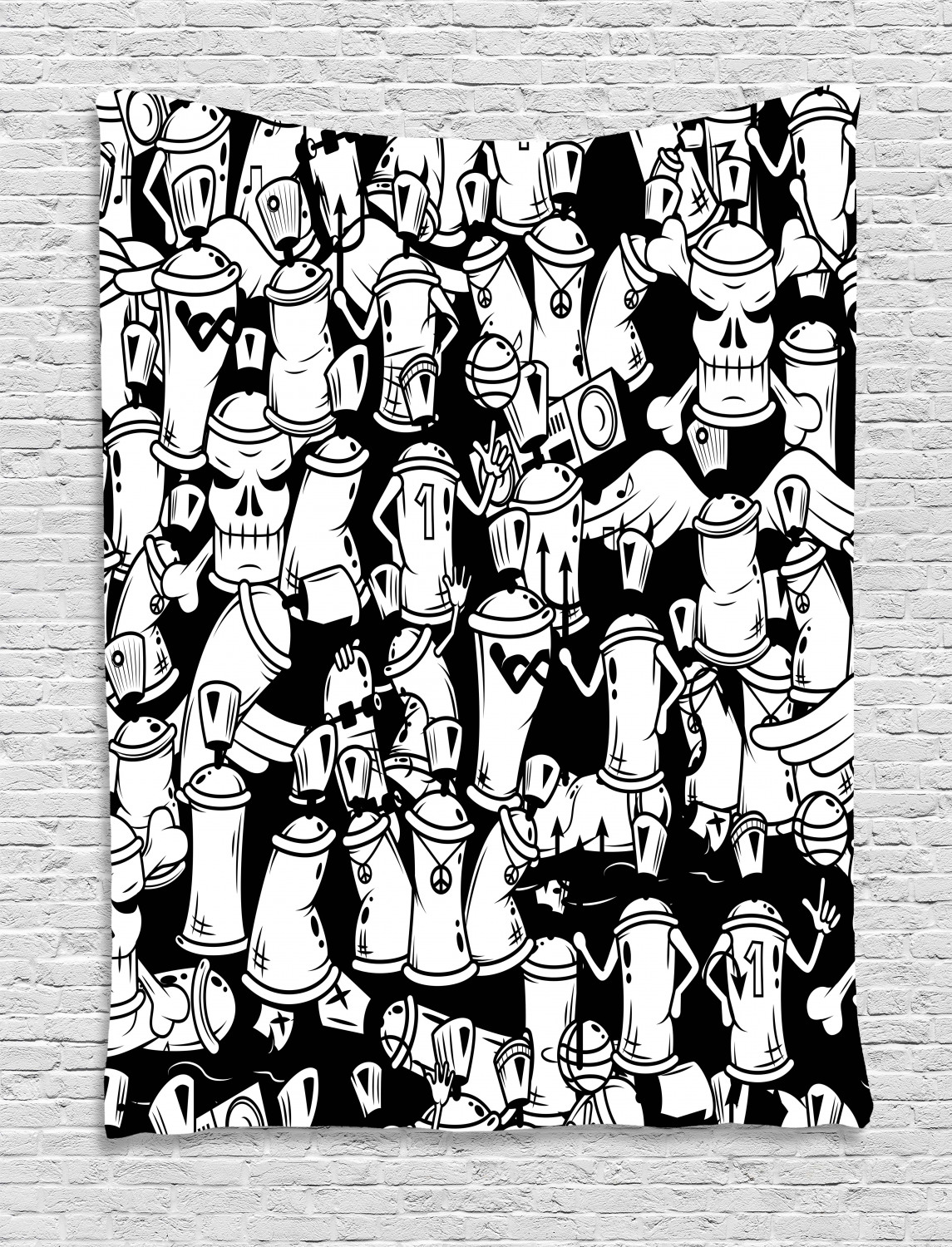 Detail Graffiti Character Wall Black White Nomer 25