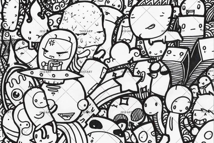 Detail Graffiti Character Wall Black White Nomer 4