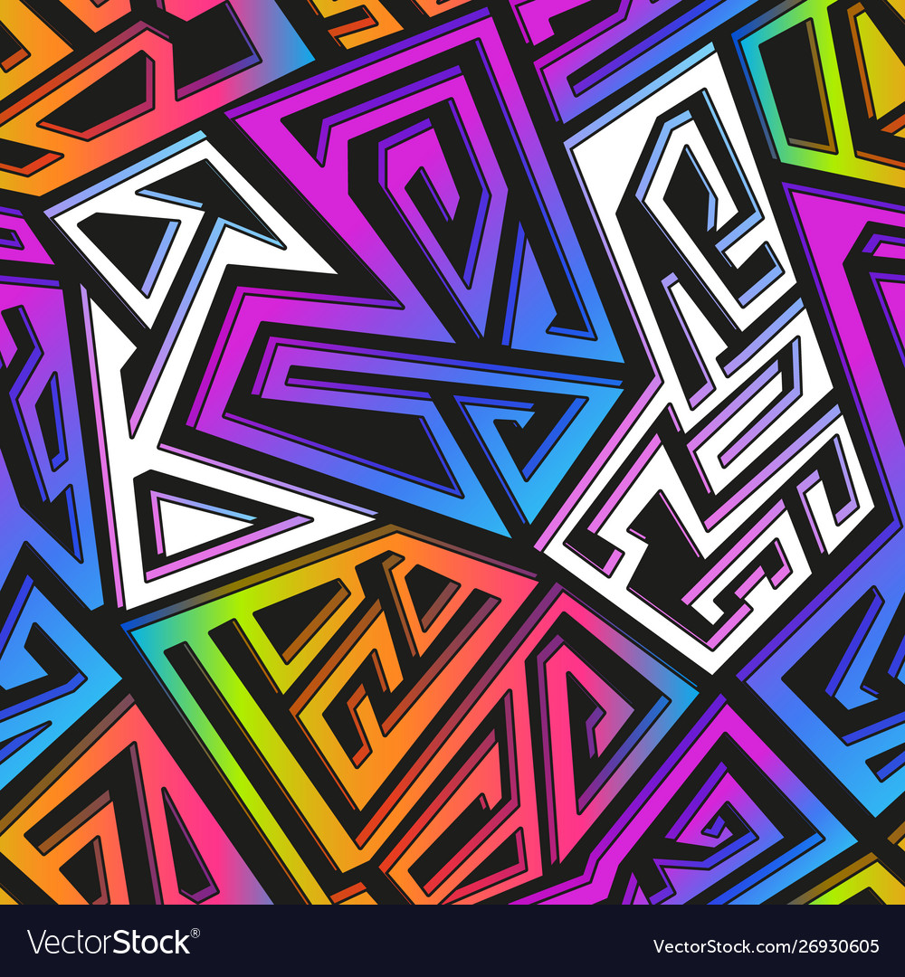 Detail Graffiti Colorful Seamless Pattern Nomer 19