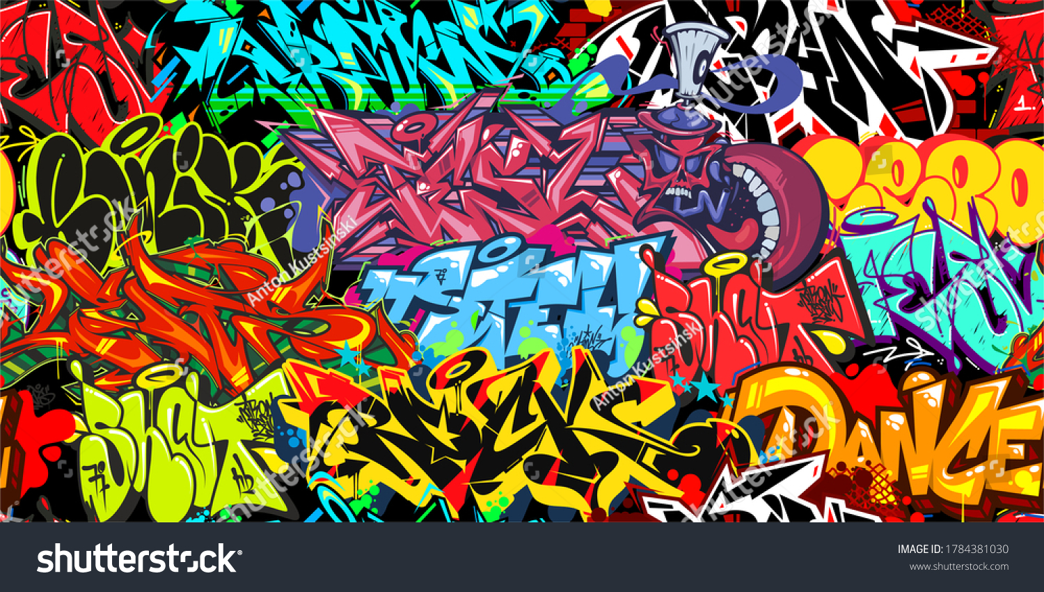 Detail Graffiti Colorful Seamless Pattern Nomer 28