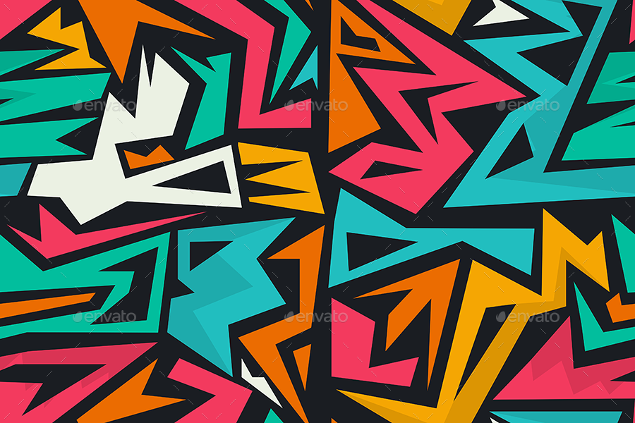 Detail Graffiti Colorful Seamless Pattern Nomer 5