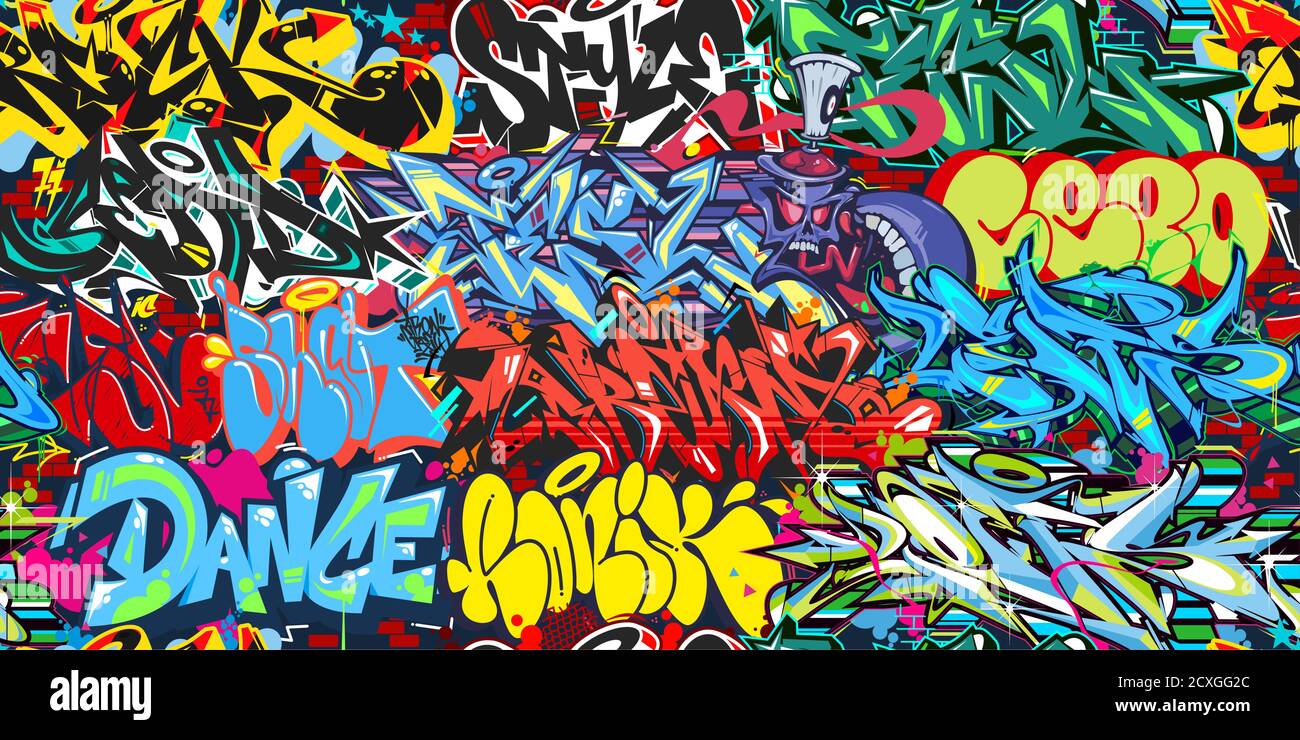 Detail Graffiti Colorful Seamless Pattern Nomer 42