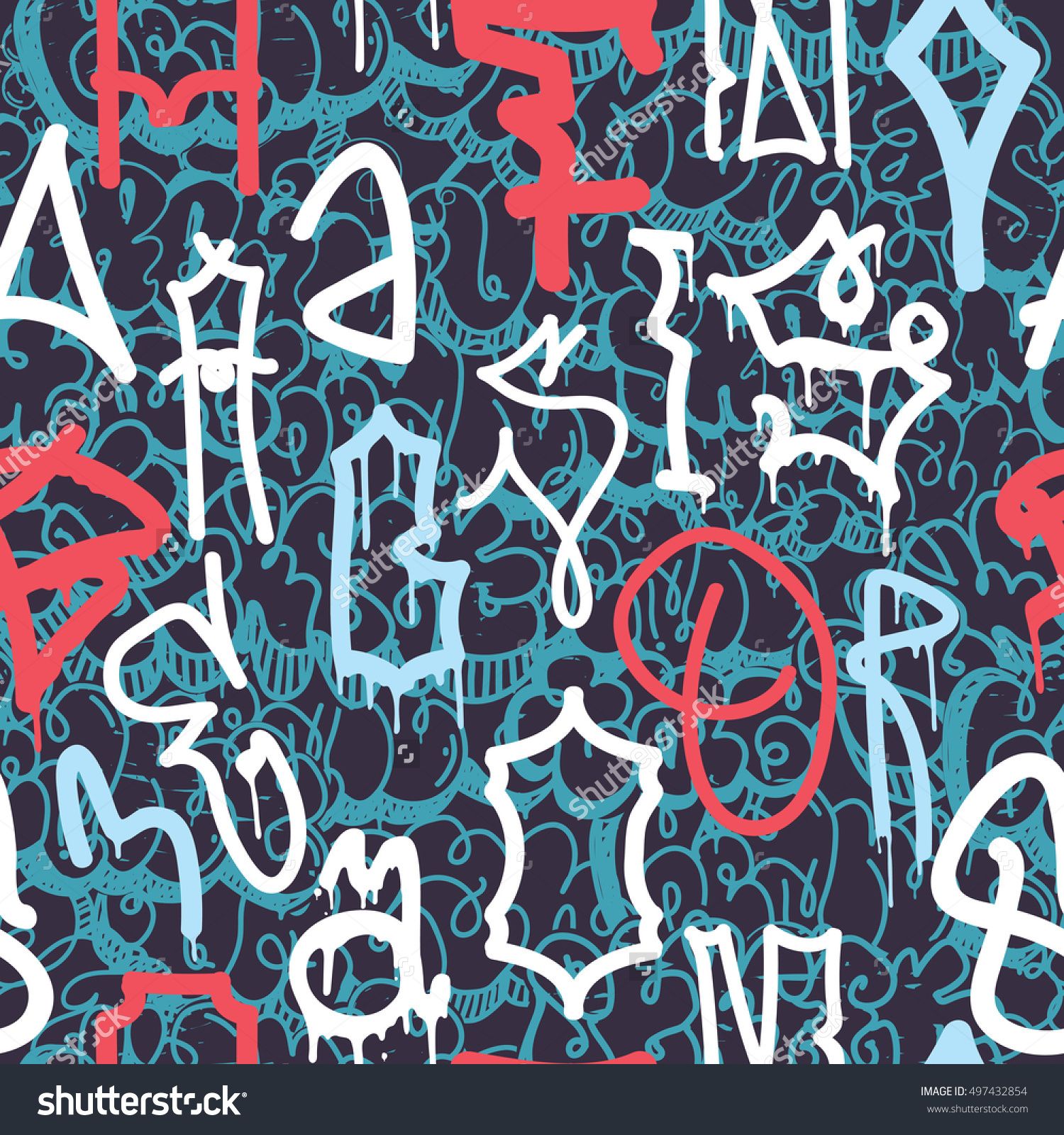 Detail Graffiti Colorful Seamless Pattern Nomer 55