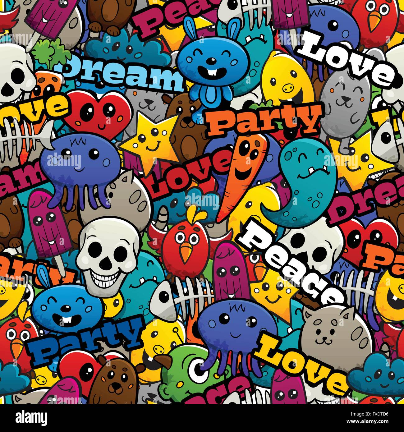 Detail Graffiti Colorful Seamless Pattern Nomer 56