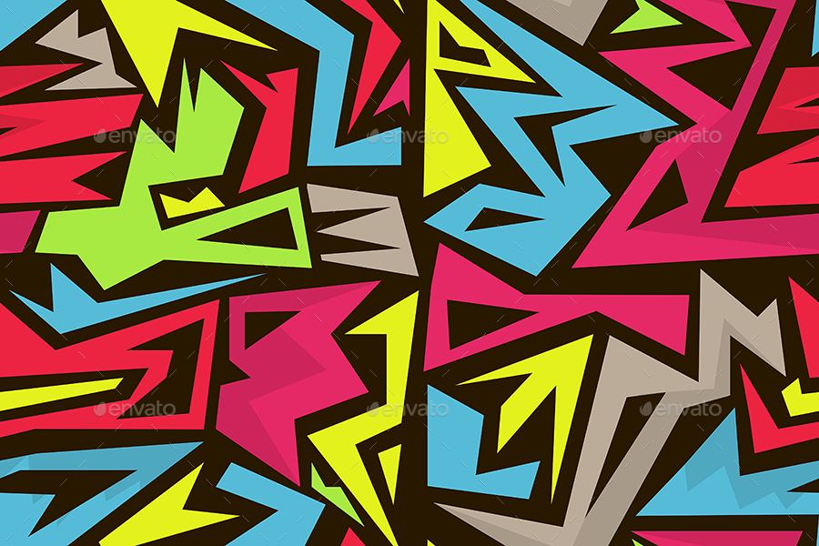 Detail Graffiti Colorful Seamless Pattern Nomer 10