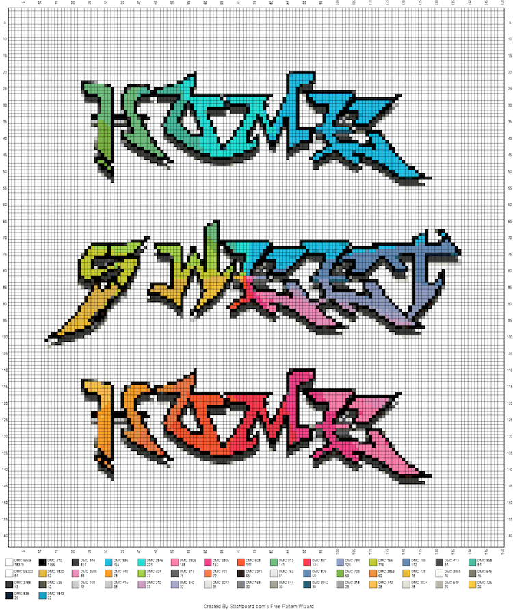 Detail Graffiti Cross Stitch Nomer 25