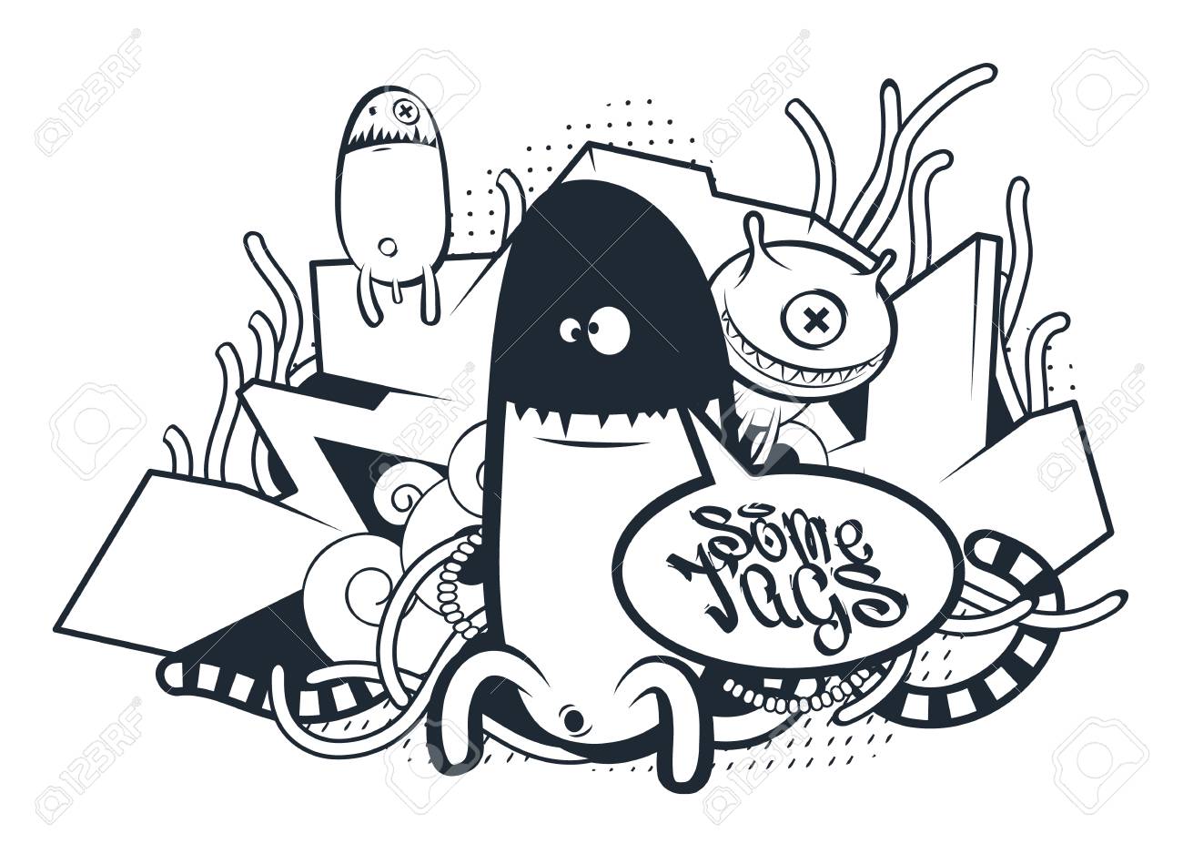 Detail Graffiti Doodle Monster Nomer 16