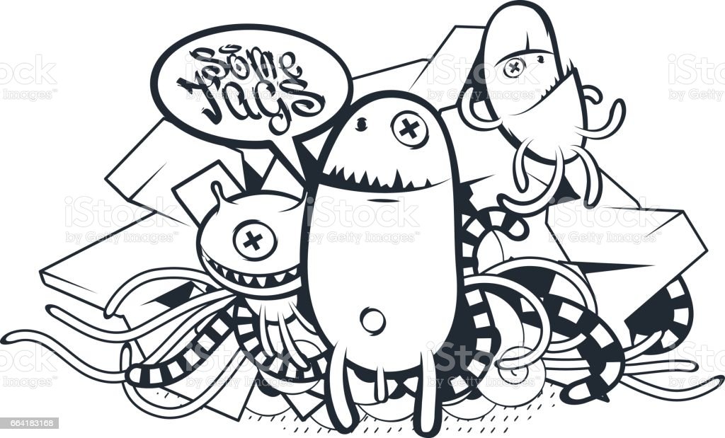 Detail Graffiti Doodle Monster Nomer 56