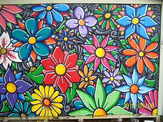 Detail Graffiti Flower Mural Nomer 2