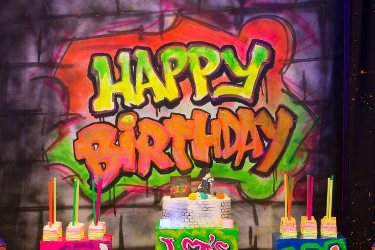 Detail Graffiti Happy Birthday 16 Th Nomer 9