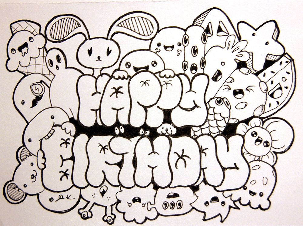 Graffiti Happy Birthday Doodle - KibrisPDR