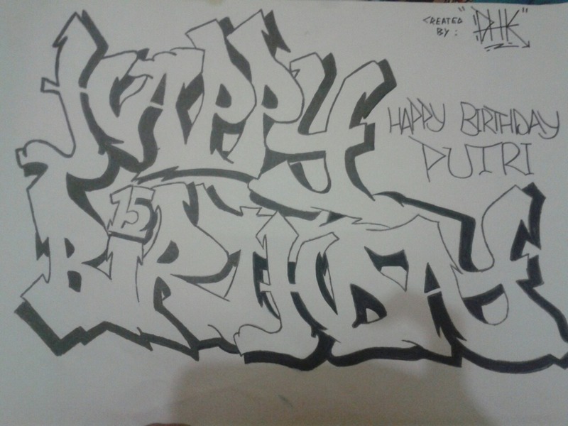 Detail Graffiti Happy Birthday Sayang Nomer 7