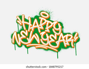 Detail Graffiti Happy New Year Nomer 12