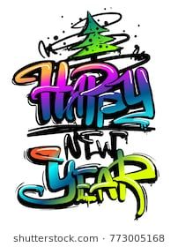 Detail Graffiti Happy New Year Nomer 13