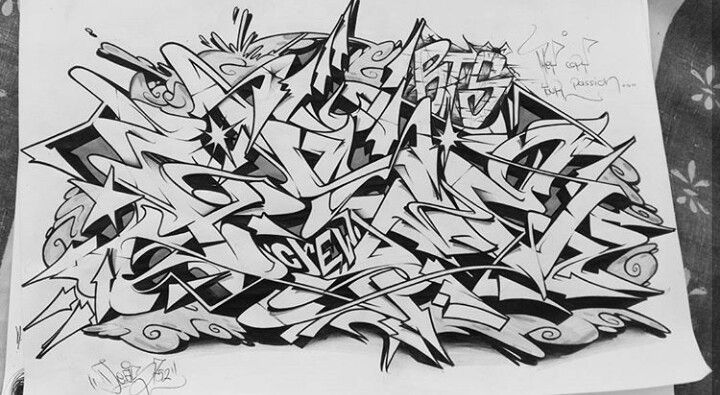 Detail Graffiti Hitam Putih Di Kertas Nomer 32