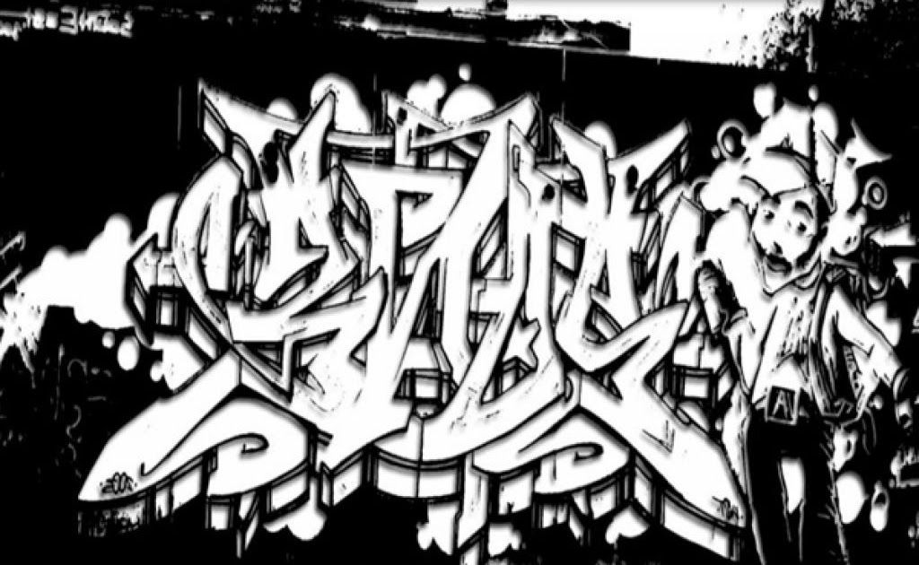 Detail Graffiti Hitam Putih Tulisan Nomer 4