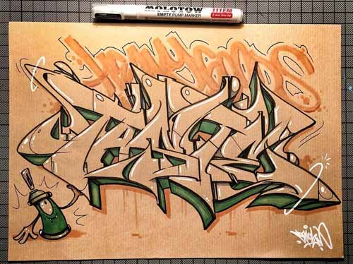 Detail Graffiti Huruf Kertas Nomer 33