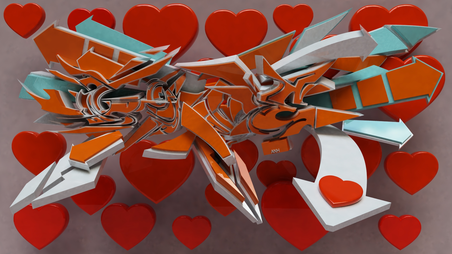 Detail Graffiti Love 3d Nomer 7