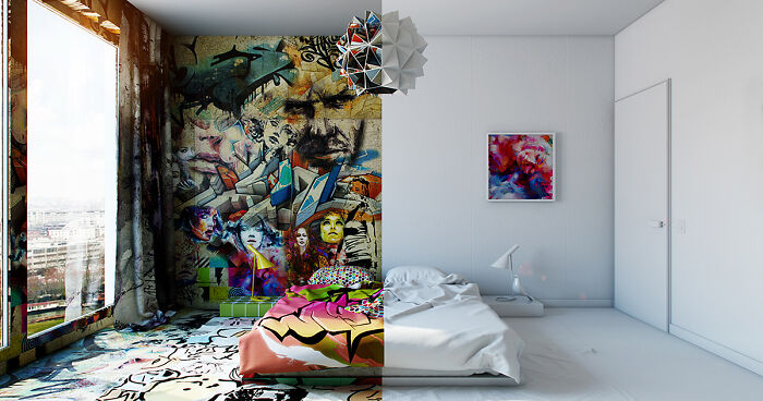 Detail Graffiti Mural Di Kamar Nomer 9