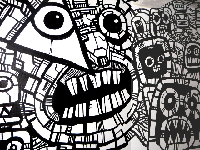 Detail Graffiti Mural Hitam Putih Nomer 12