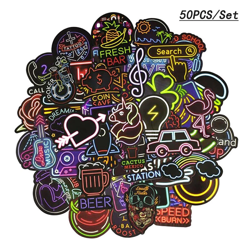 Detail Graffiti Neon 50 Pcs Stiker Nomer 15