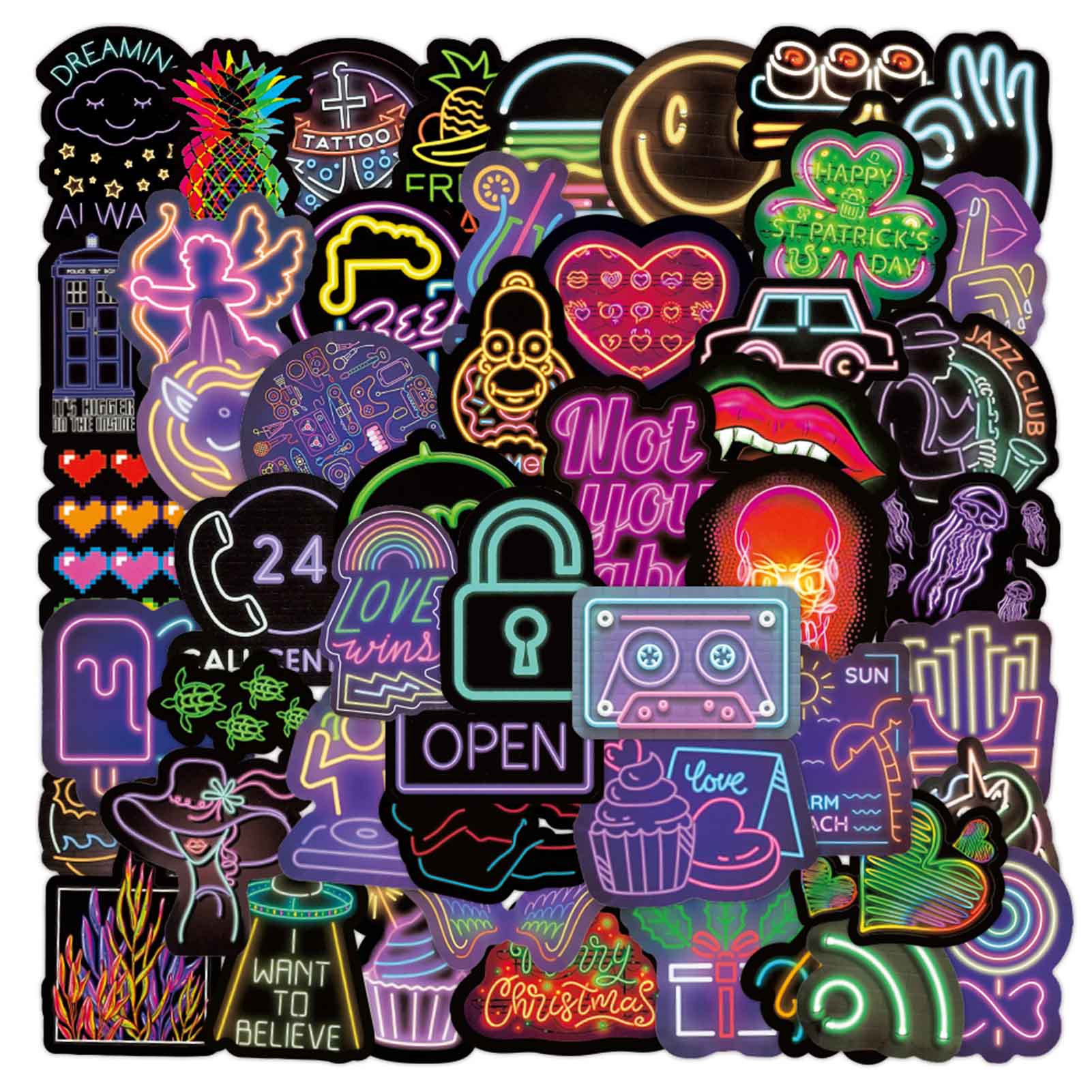 Detail Graffiti Neon 50 Pcs Stiker Nomer 24