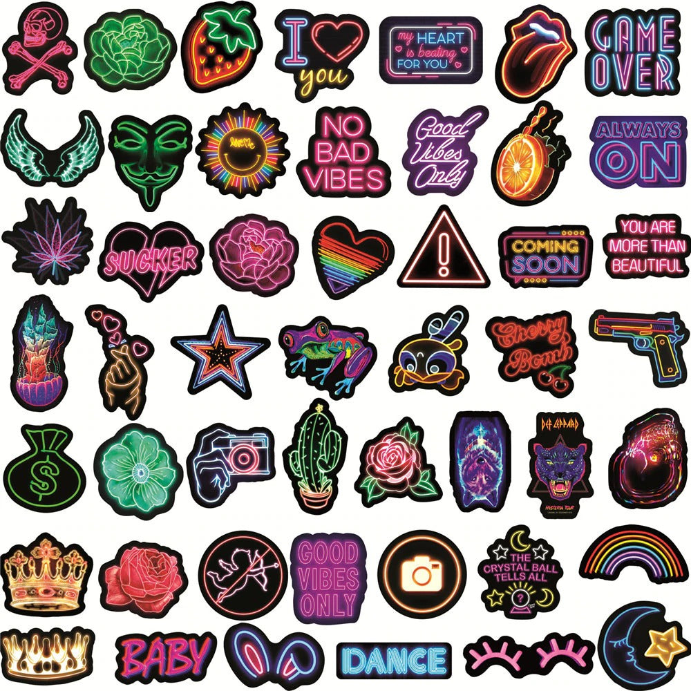 Detail Graffiti Neon 50 Pcs Stiker Nomer 52