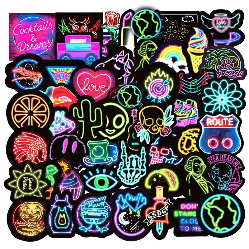 Detail Graffiti Neon Stiker 50 Pcs Stiker Nomer 2