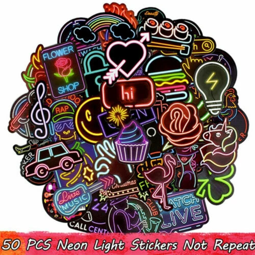 Detail Graffiti Neon Stiker 50 Pcs Stiker Nomer 22