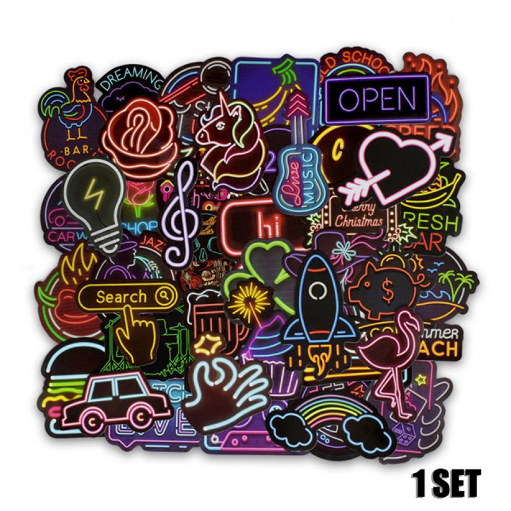 Detail Graffiti Neon Stiker 50 Pcs Stiker Nomer 4