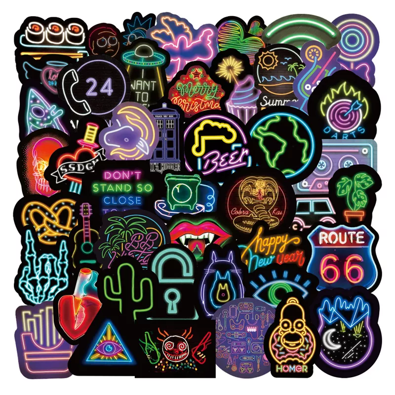 Detail Graffiti Neon Stiker 50 Pcs Stiker Nomer 10