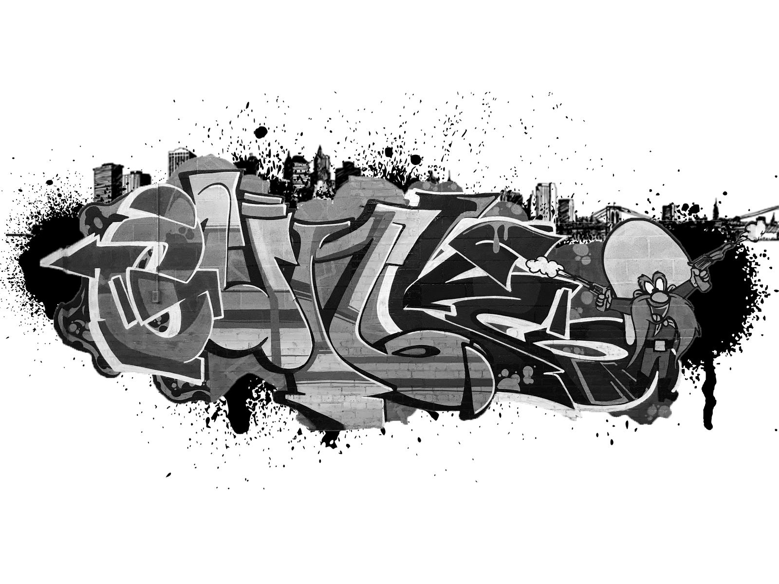 Detail Graffiti People Power Black And White Nomer 23