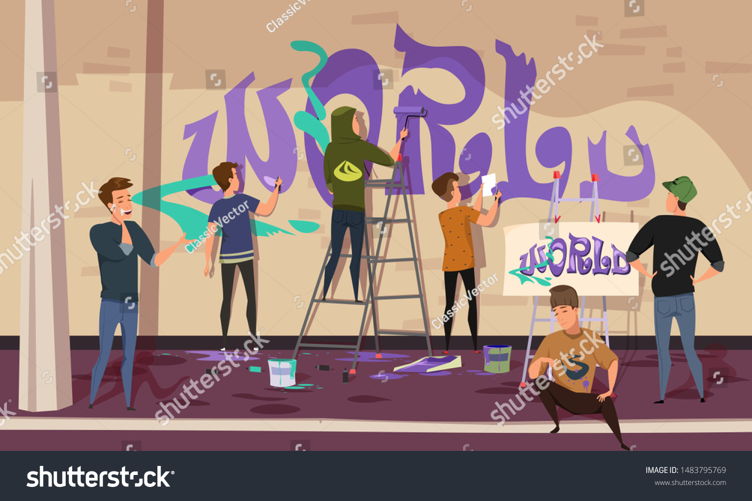 Detail Graffiti People Vector Nomer 10
