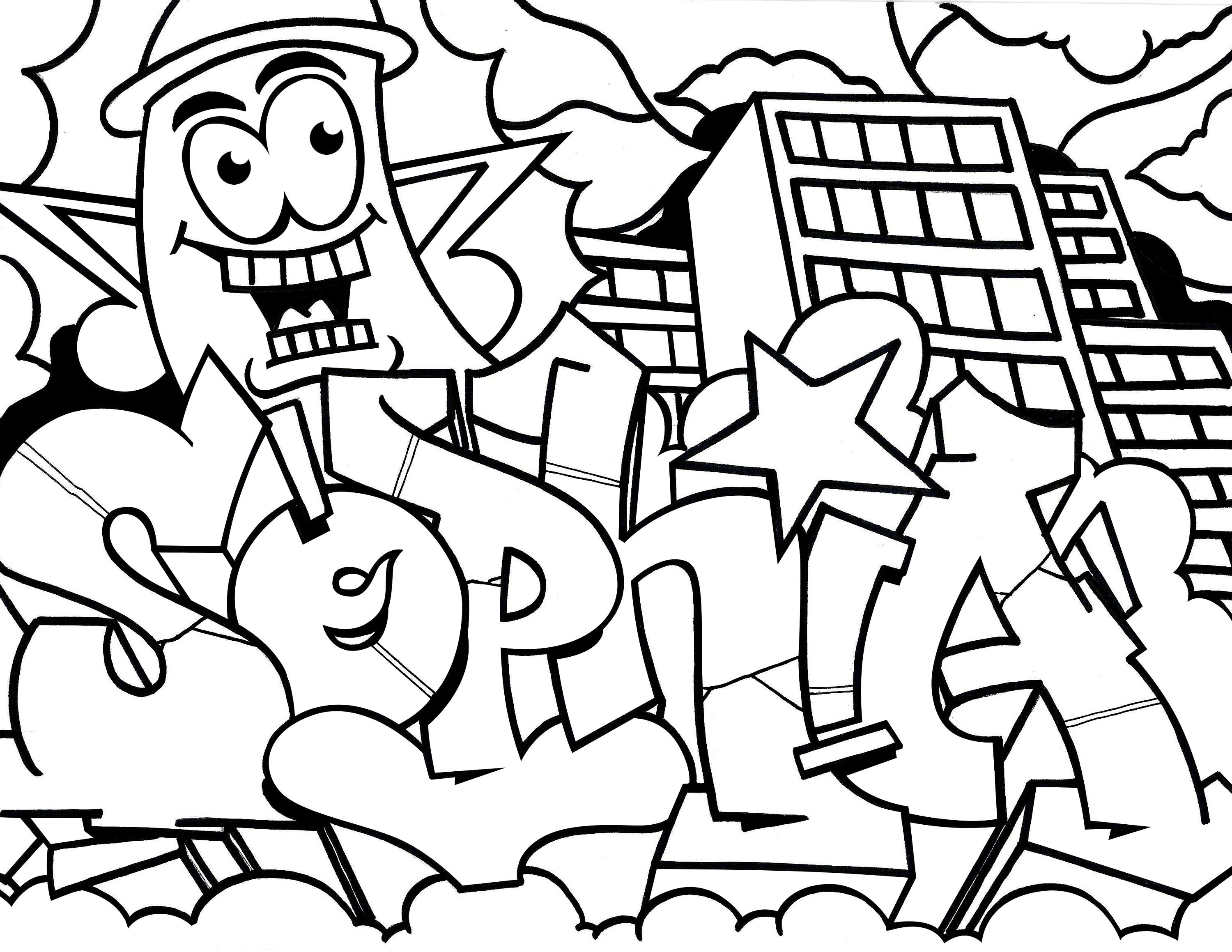 Detail Graffiti Pictures To Colour In Nomer 39