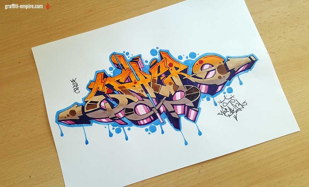 Detail Graffiti Sketch For Coloring Nomer 51