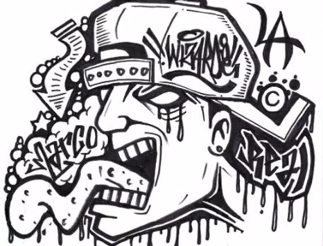 Detail Graffiti Spidol Di Kertas Monster Nomer 21