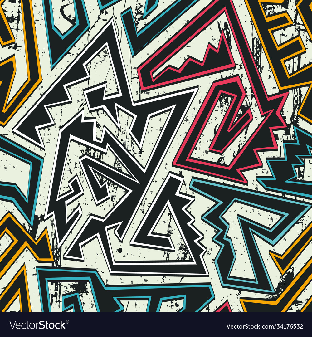 Detail Graffiti Tribal Seamless Black And White Pattern Vector Nomer 52