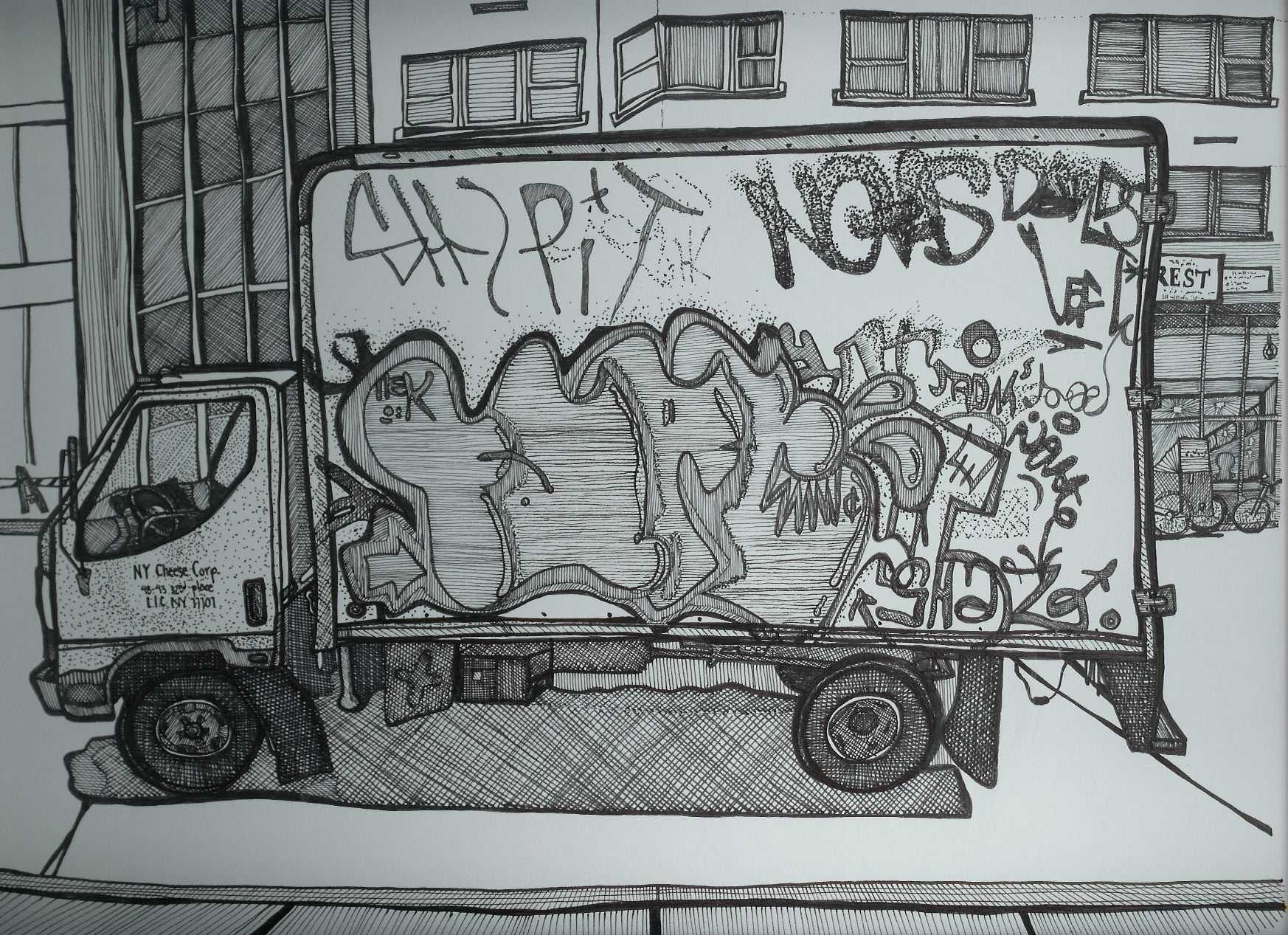 Graffiti Truck Drawing - KibrisPDR