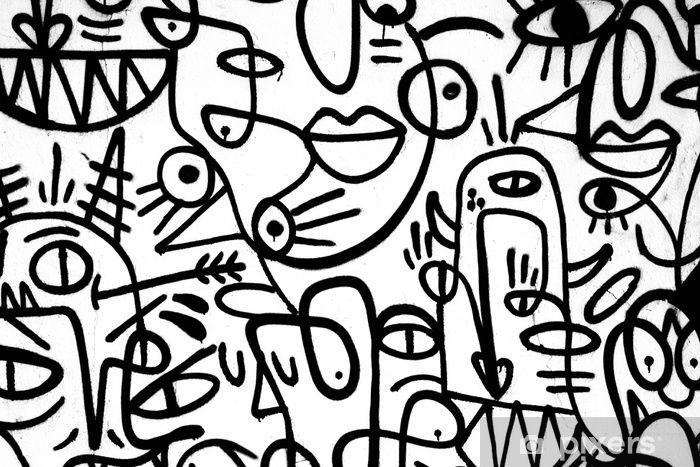 Detail Graffiti Wall Painting Balck White Nomer 8