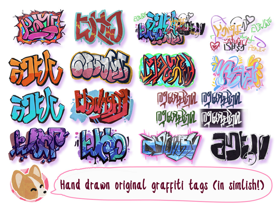 Detail Graffiti Wall Sims 4 Cc Nomer 2