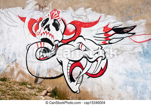 Detail Graffiti Wall Snake Nomer 9