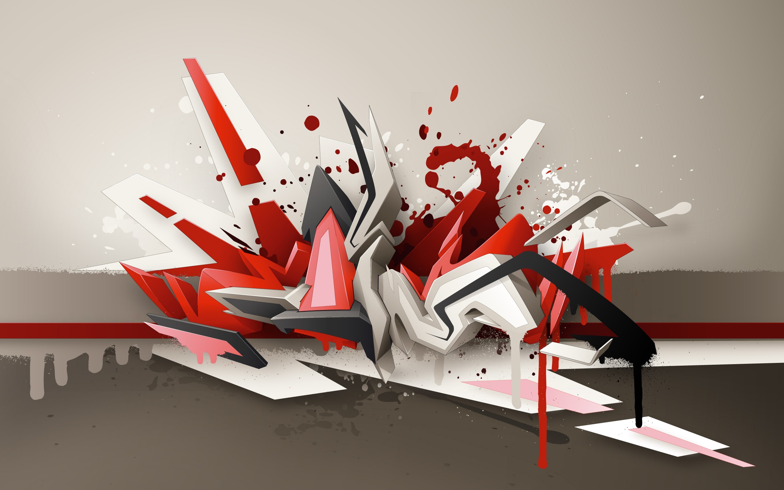 Detail Graffiti Wallpaper 3d Red Nomer 4