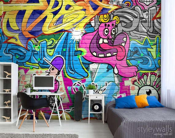 Detail Graffiti Wallpaper For Boys Bedroom Nomer 50