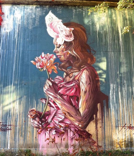 Detail Graffiti Woman With The Flower Nomer 22