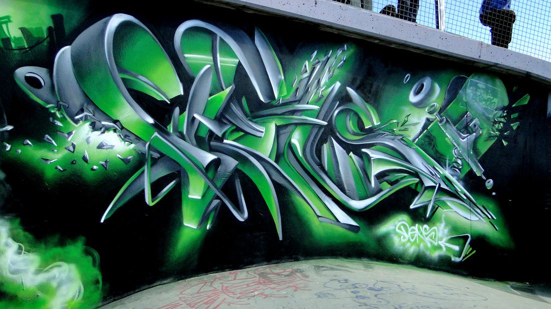 Detail Green Graffiti Art Nomer 4