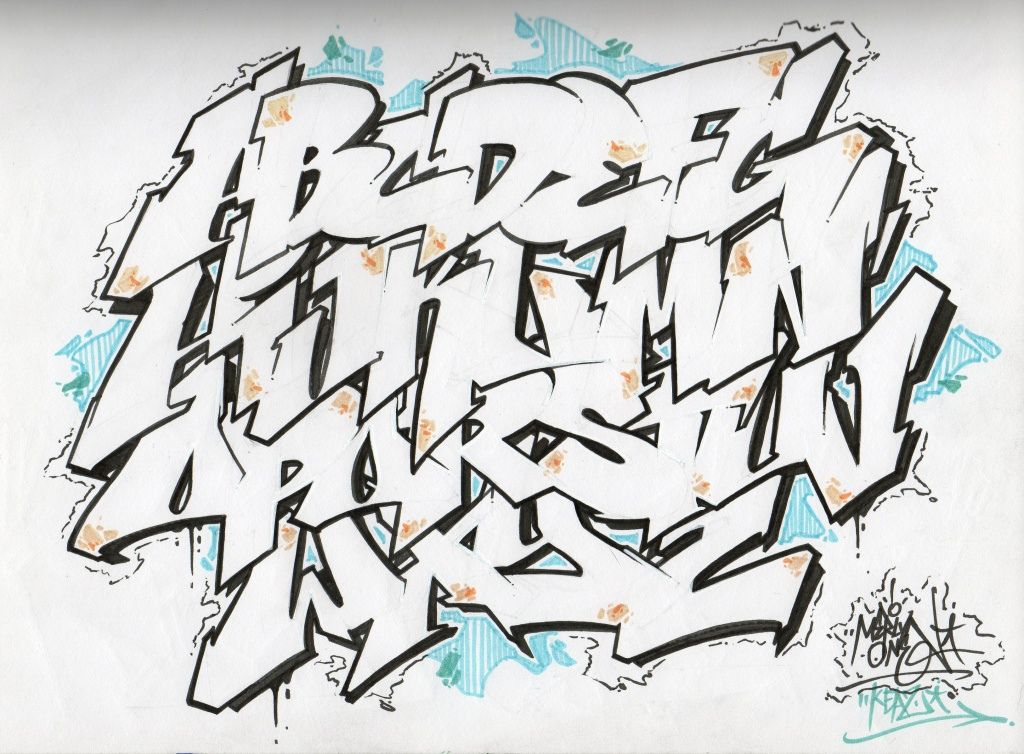 Detail Huruf Graffiti Sketch Nomer 7